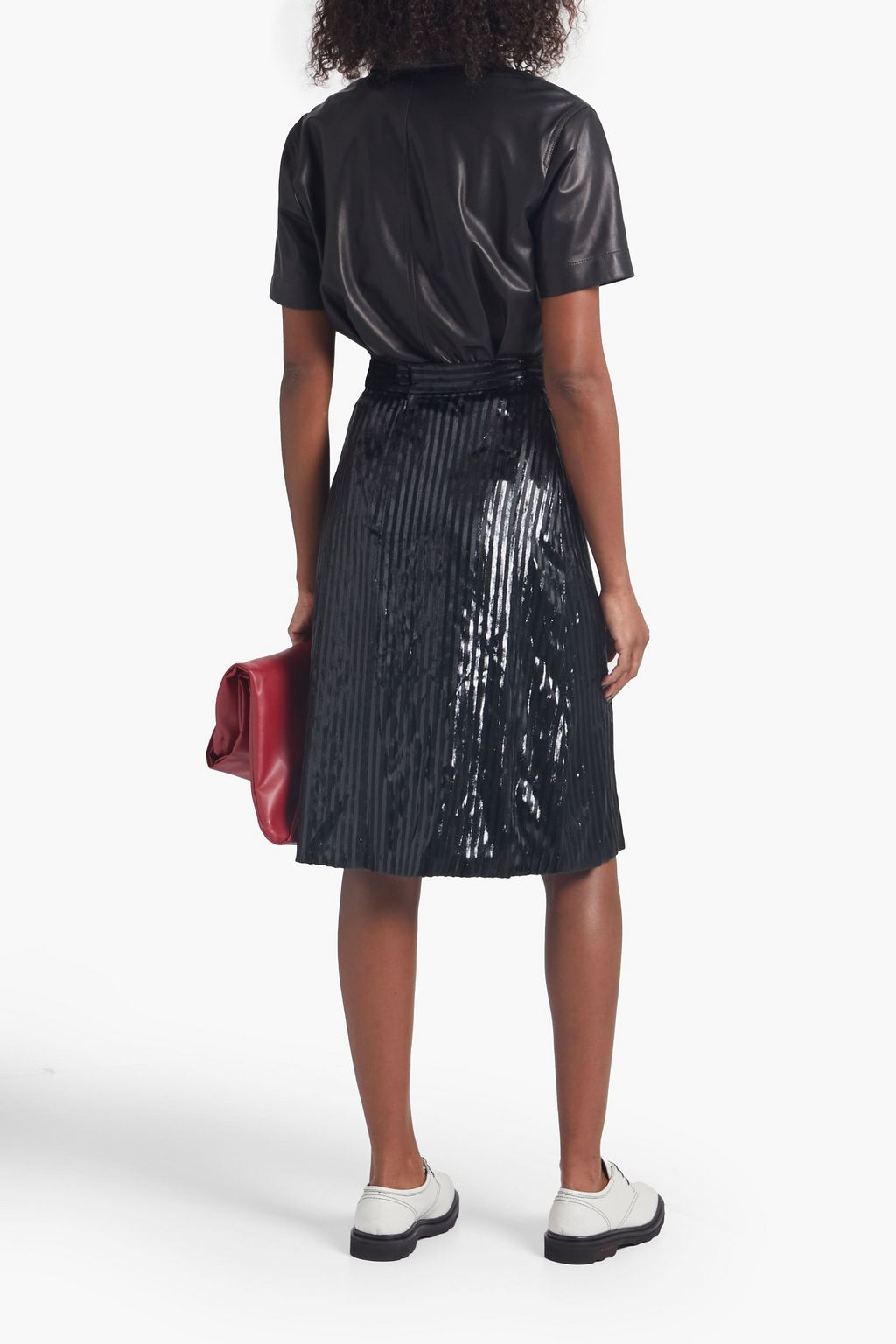 OFFICINE GÉNÉRALE Jojo metallic striped velvet skirt