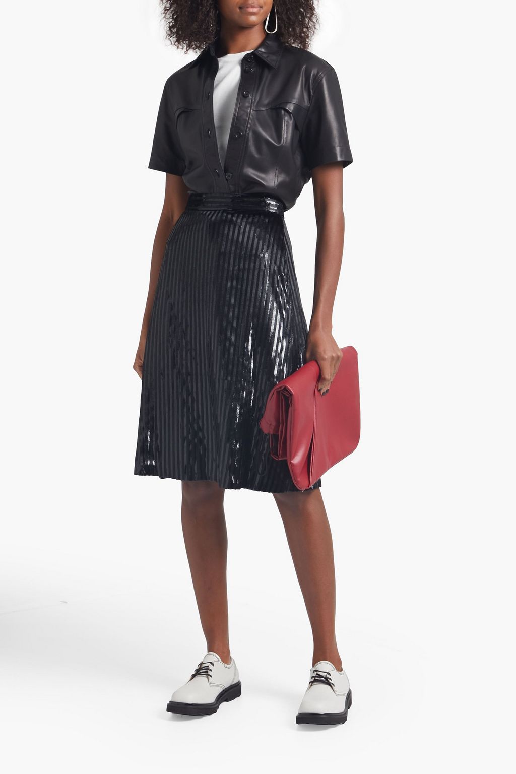 OFFICINE GÉNÉRALE Jojo metallic striped velvet skirt