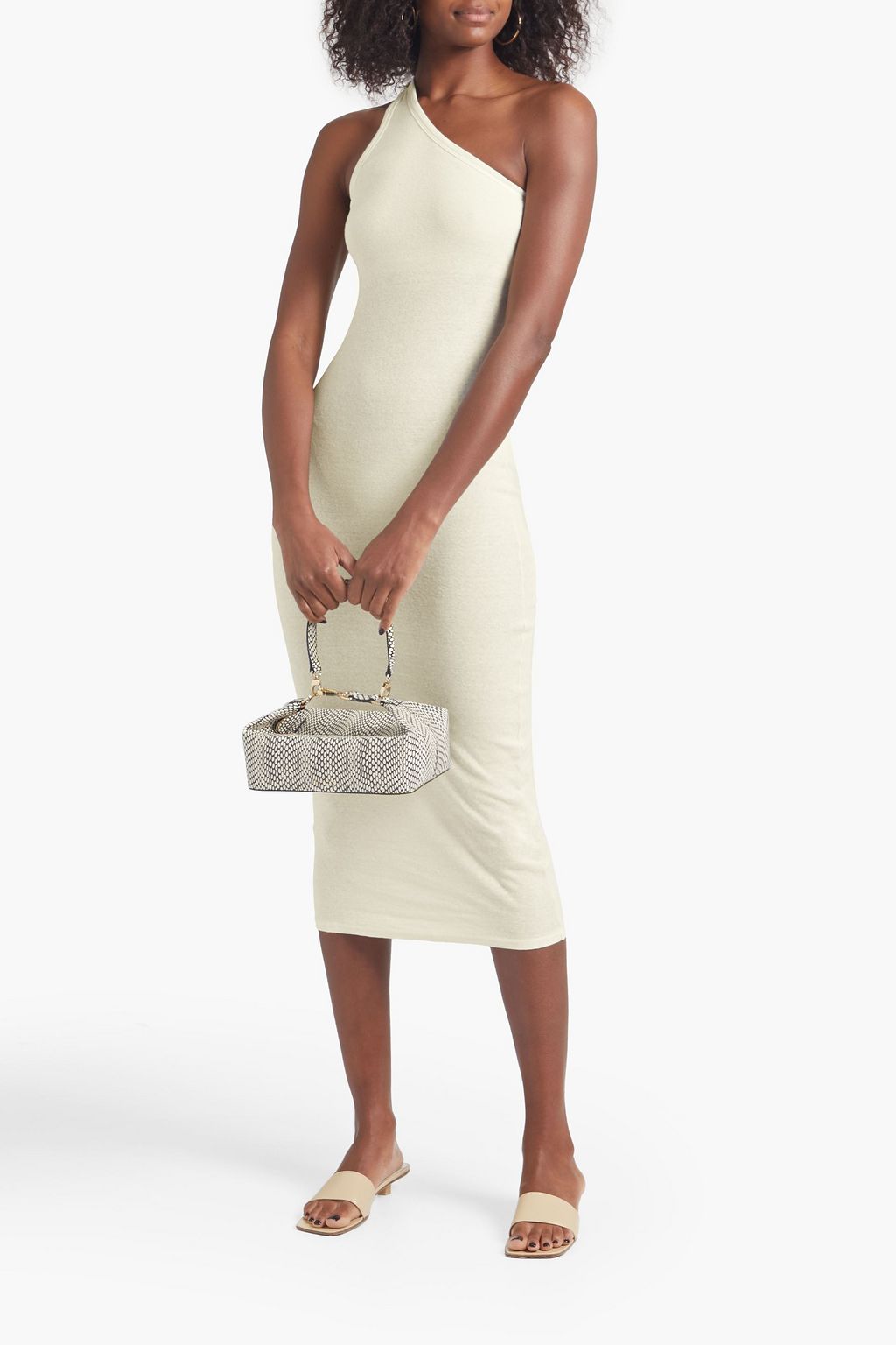 ENZA COSTA One-shoulder cotton-jersey midi dress