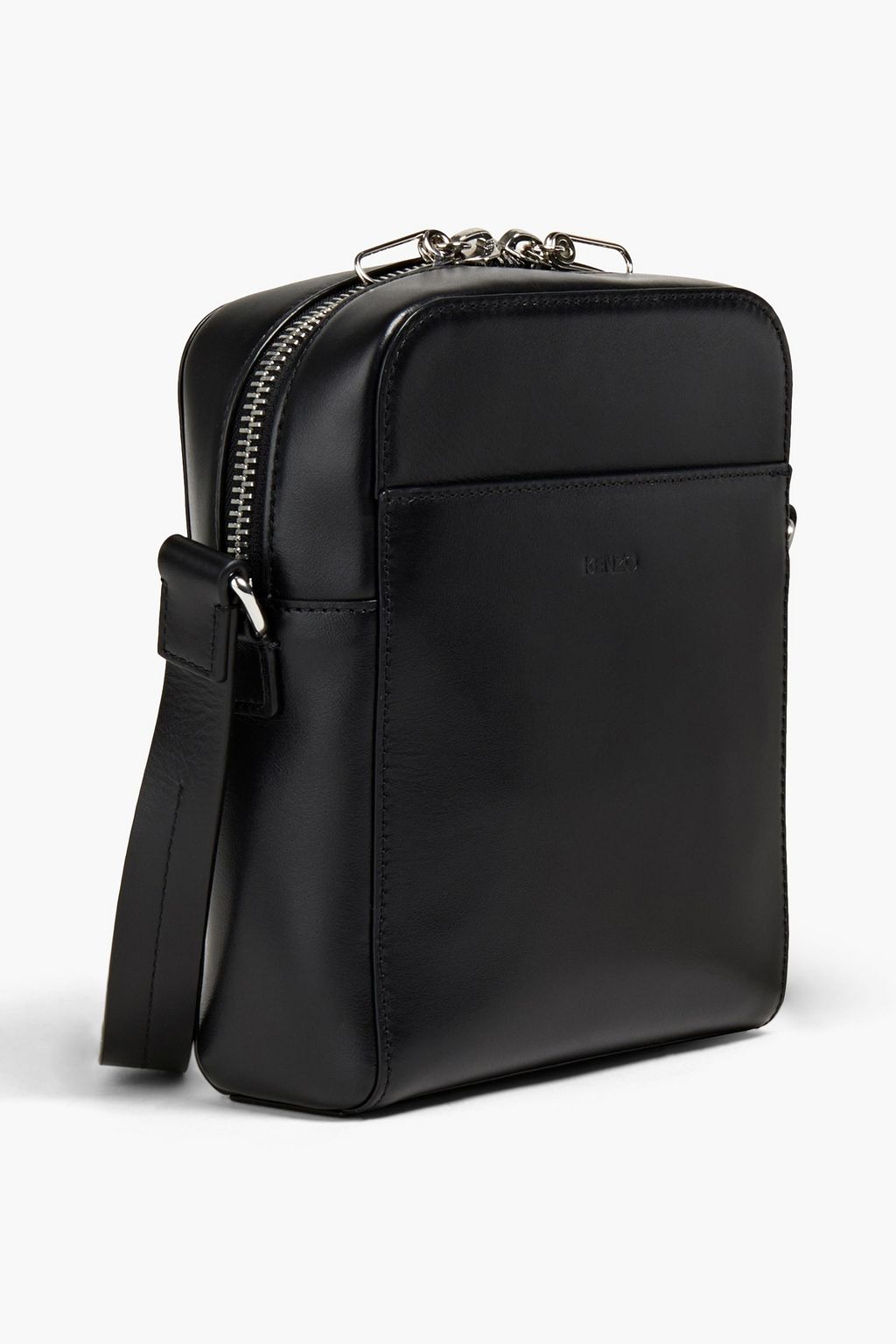 KENZO Messenger Bag aus Leder mit Logoapplikation