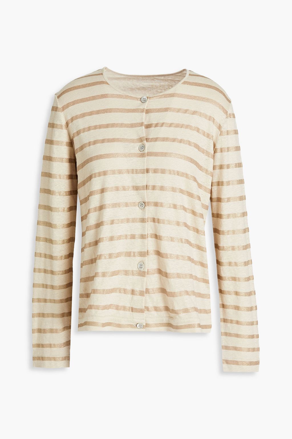 Beige Metallic striped linen-blend 