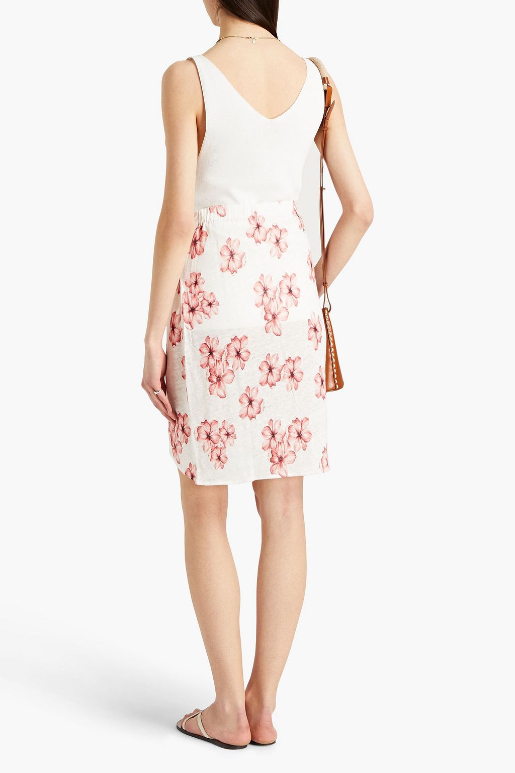 MAJESTIC FILATURES Wrap-effect floral-print slub linen-jersey mini skirt