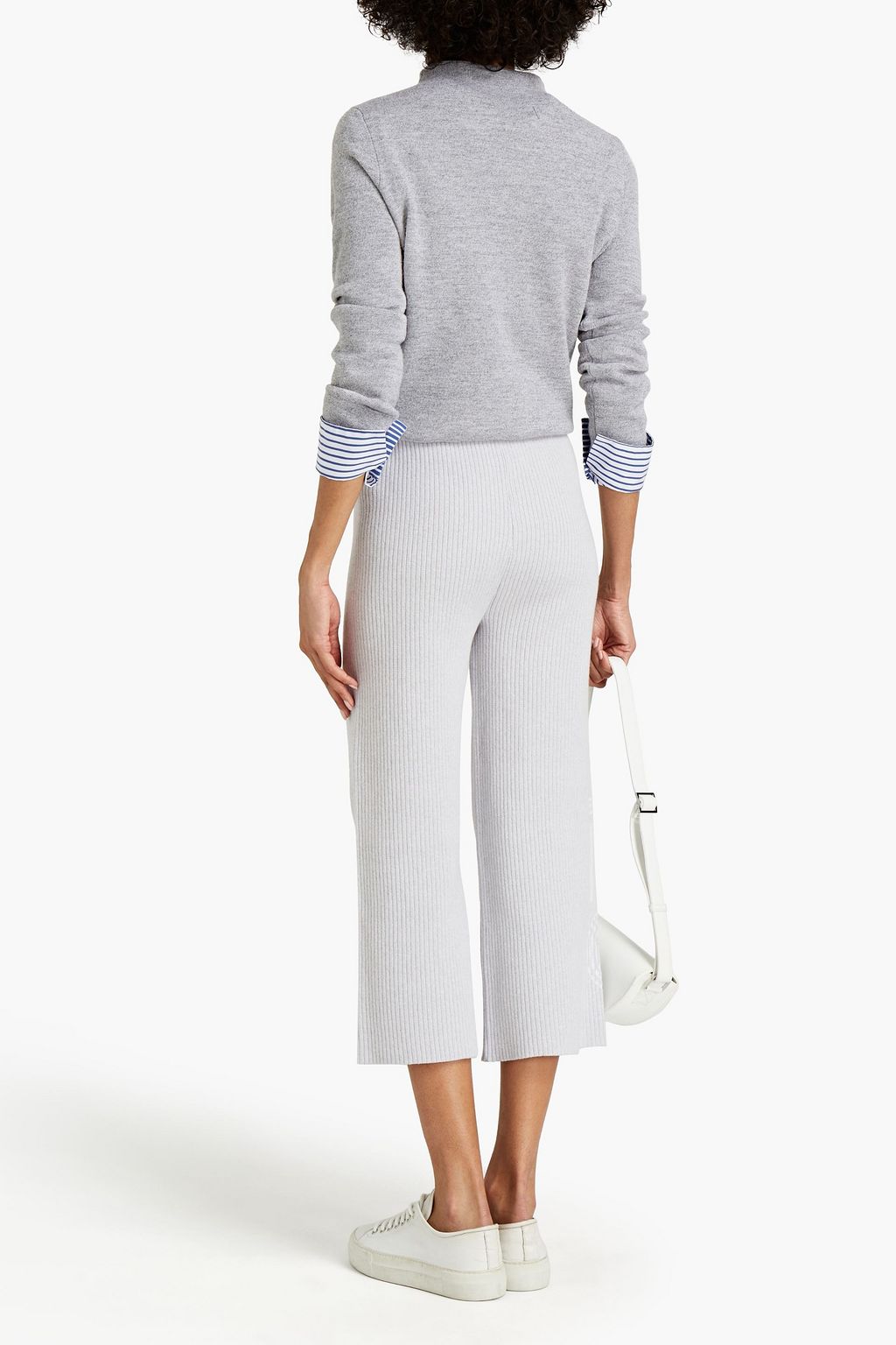 KENZO Cropped logo-jacquard ribbed cotton-blend track pants
