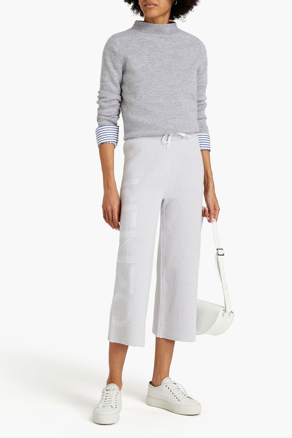 KENZO Cropped logo-jacquard ribbed cotton-blend track pants