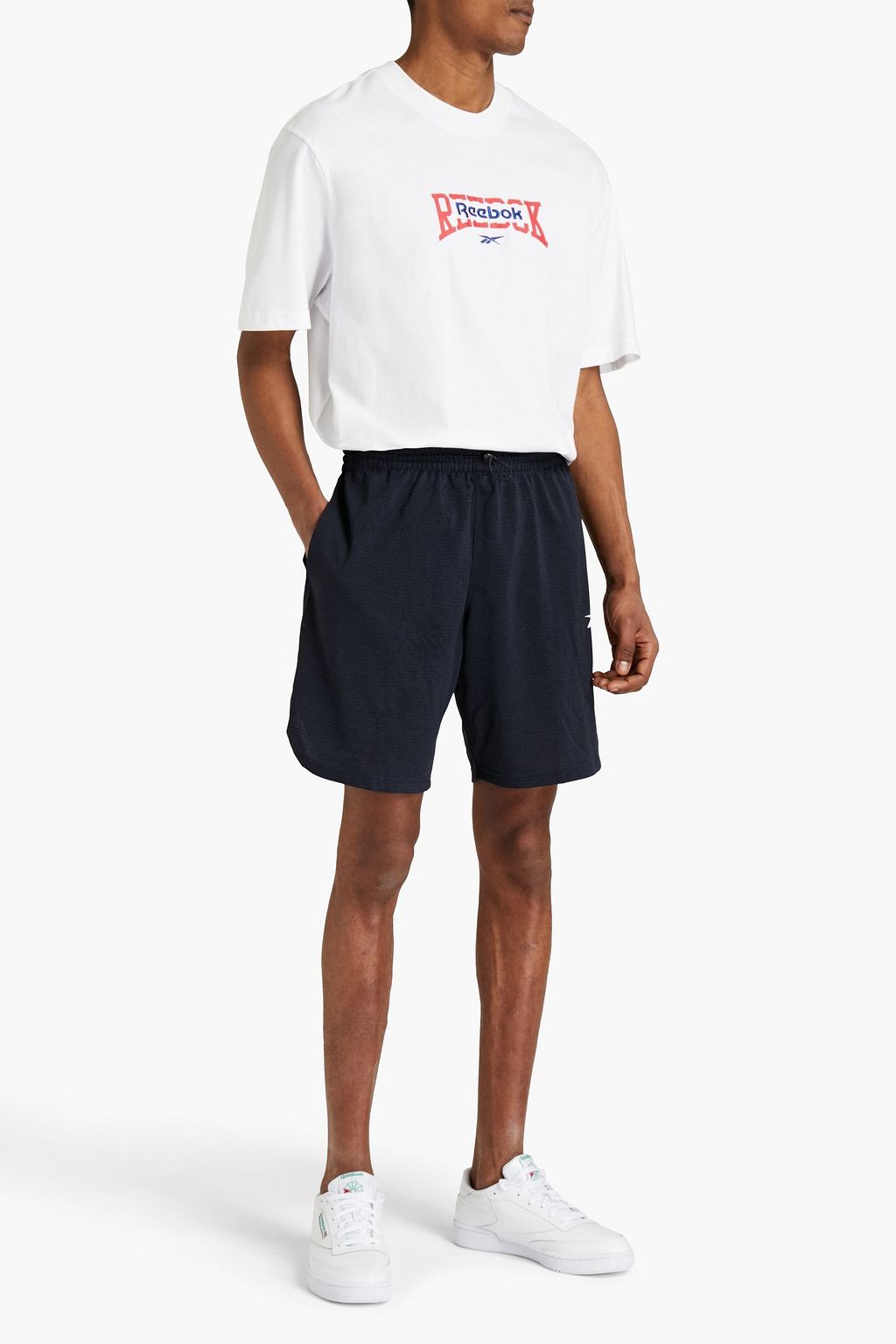 REEBOK Printed stretch-jacquard shorts