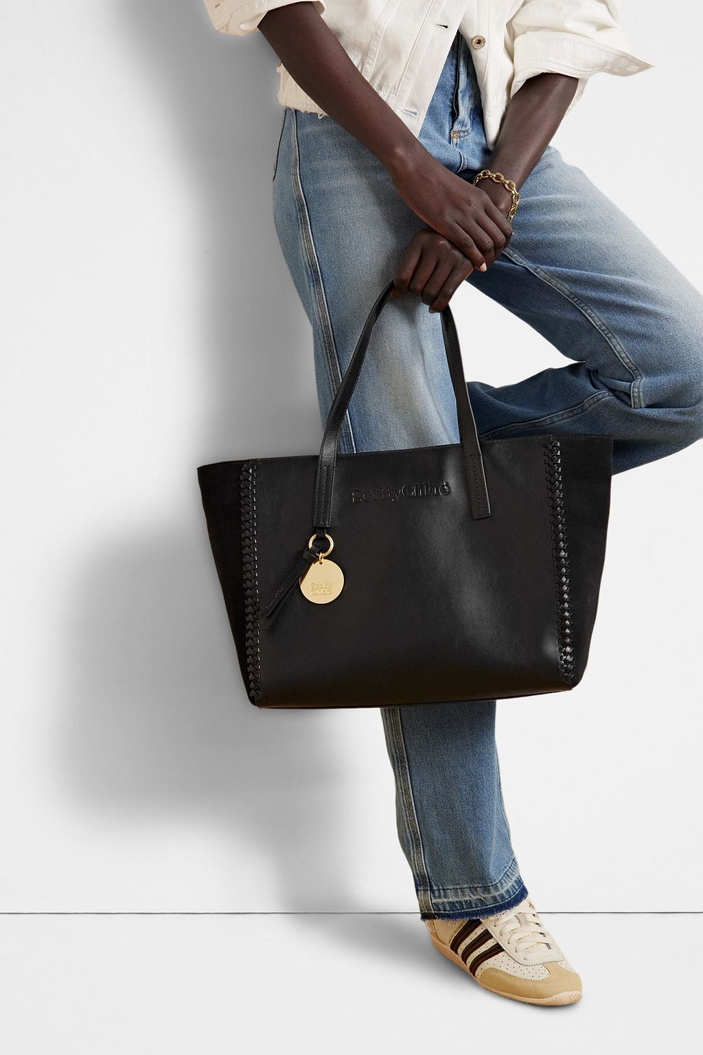 SEE BY CHLOÉ Tilda embossed leather and suede tote