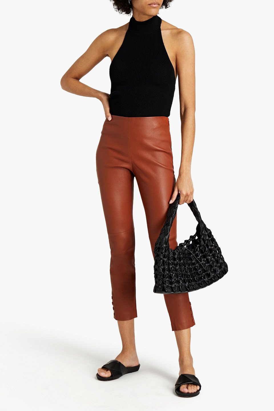 Theory Bristol Cropped Stretch-leather Skinny Trousers