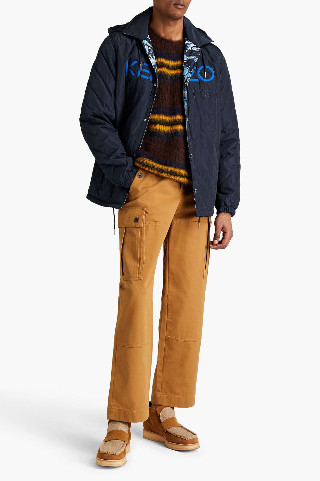 KENZO Embroidered quilted shell hooded jacket
