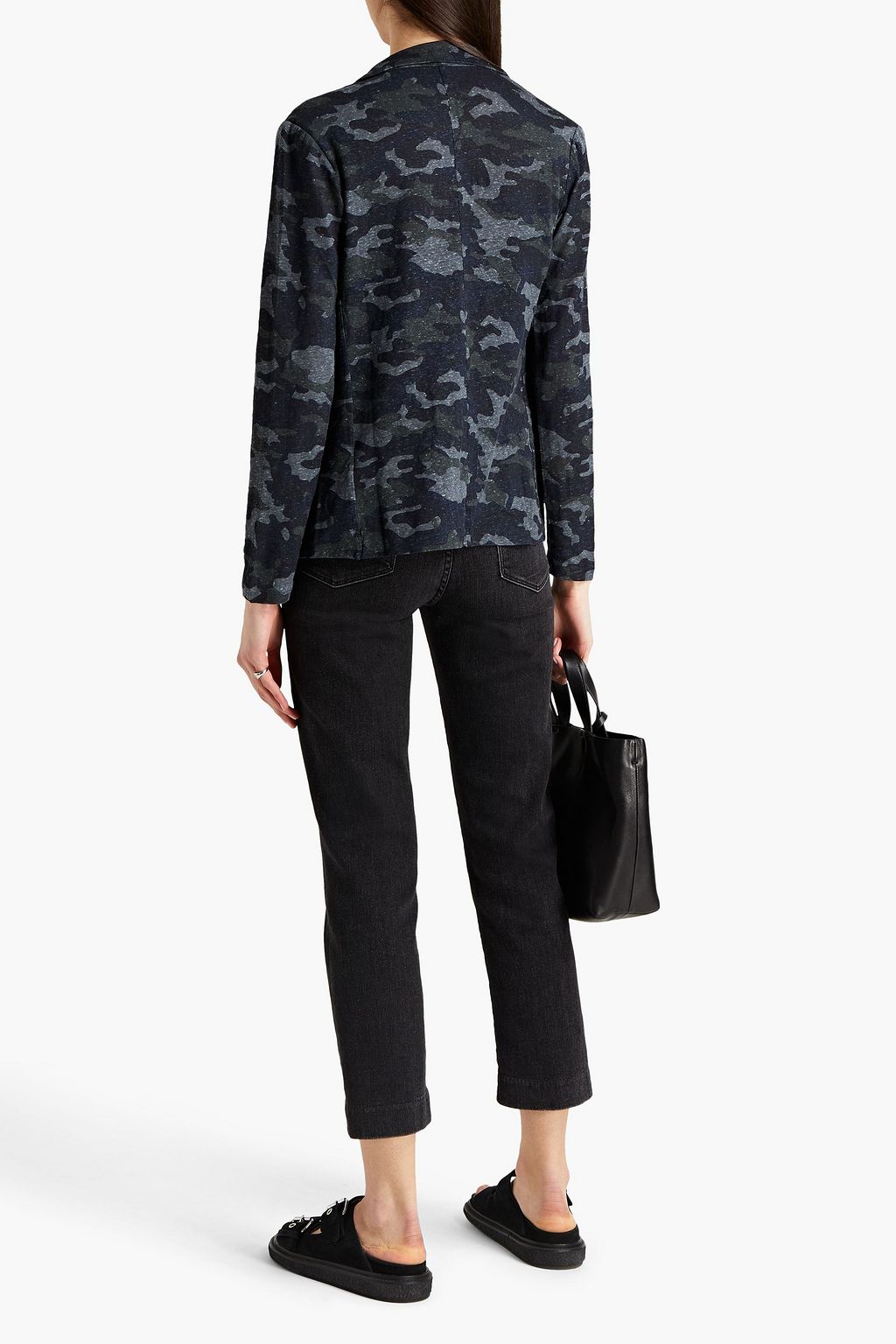 MAJESTIC FILATURES Camouflage-print slub linen-blend jersey blazer