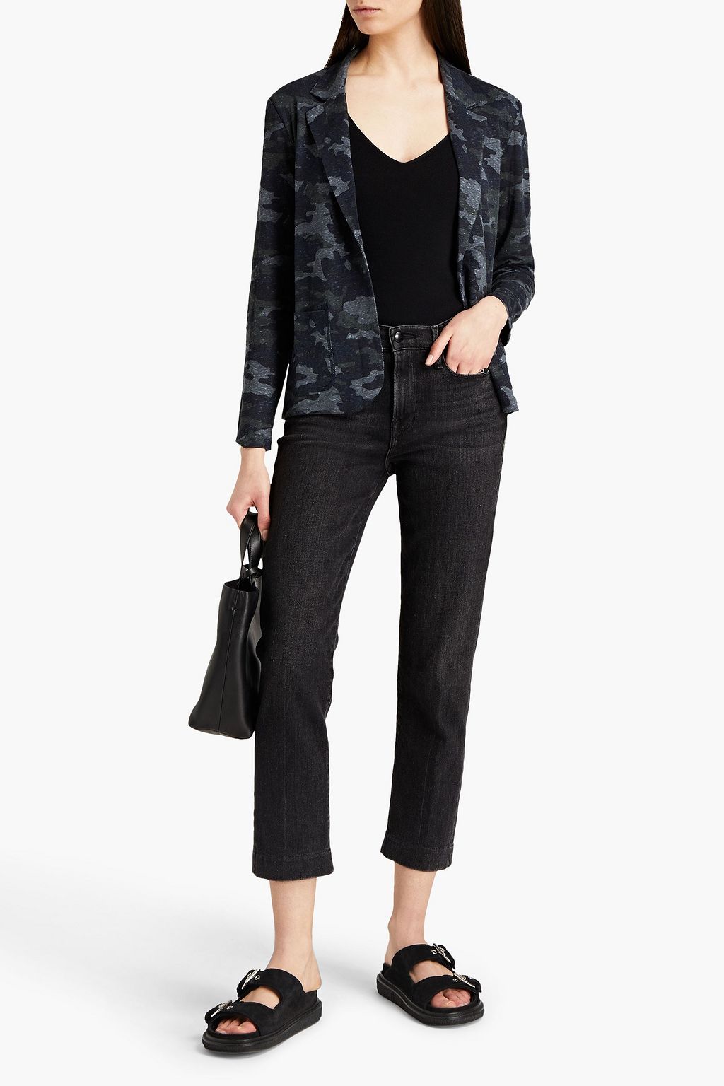 MAJESTIC FILATURES Camouflage-print slub linen-blend jersey blazer