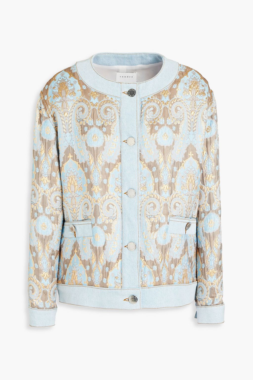 Light denim Brocade-paneled denim 