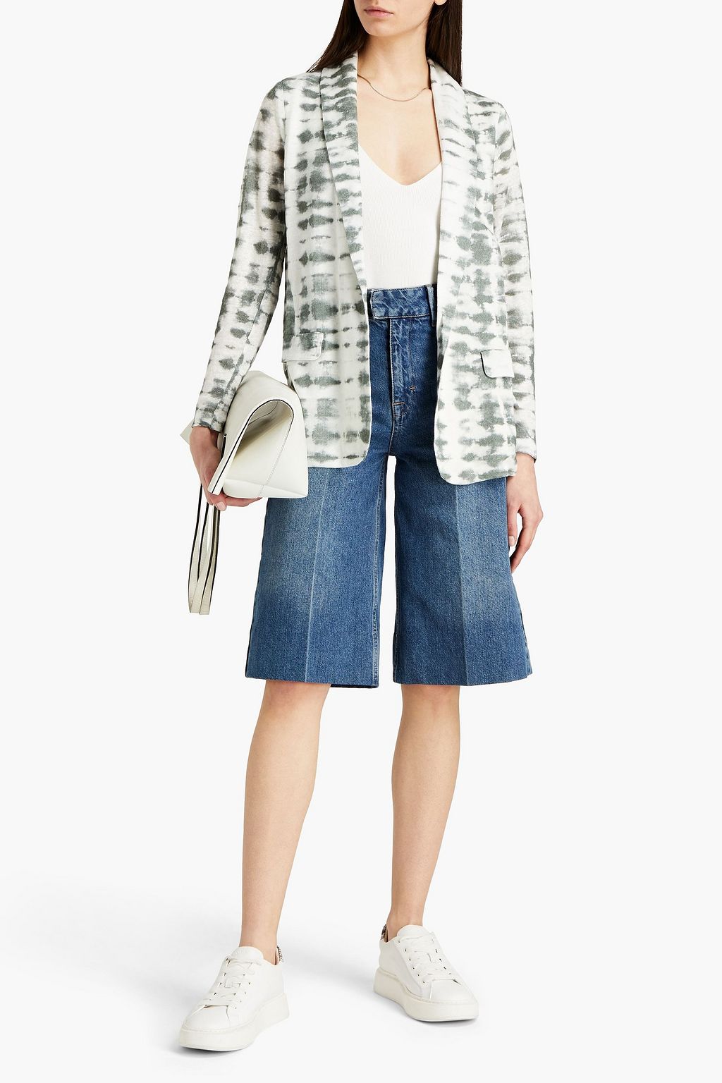 MAJESTIC FILATURES Tie-dyed slub linen-jersey blazer