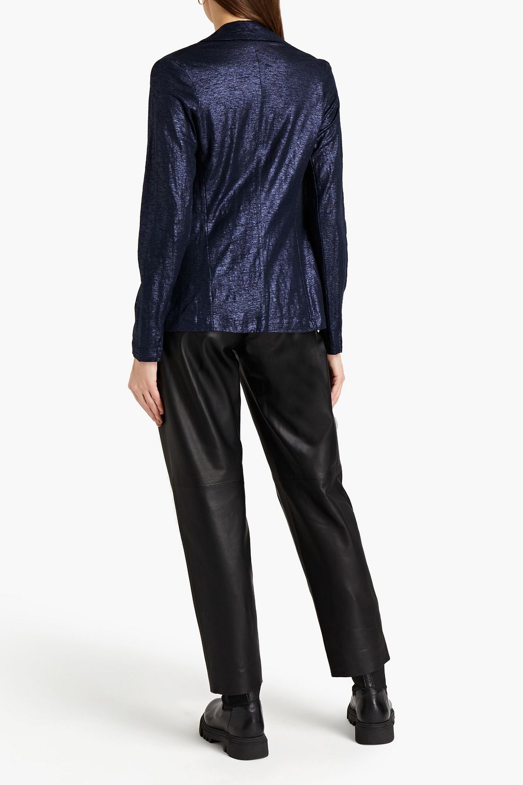 MAJESTIC FILATURES Metallic linen-blend jersey blazer