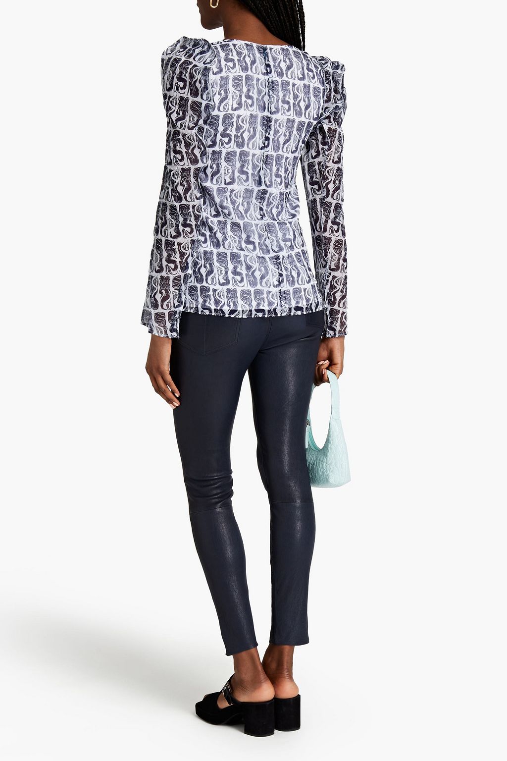 KENZO Ruched printed crepon top