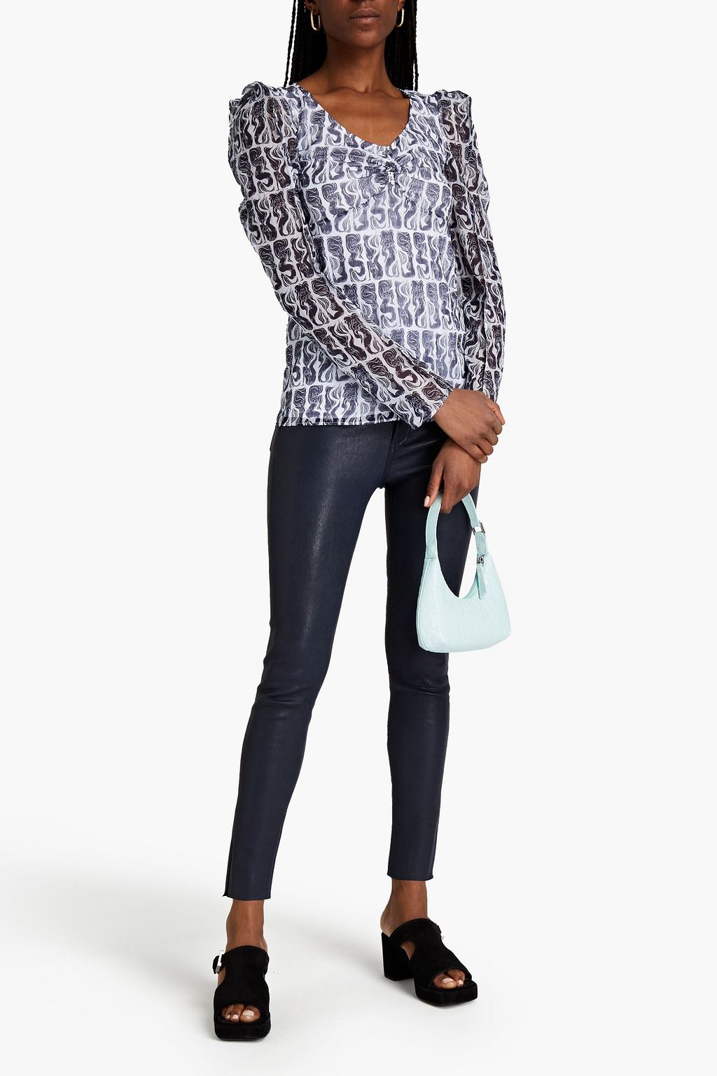 KENZO Ruched printed crepon top