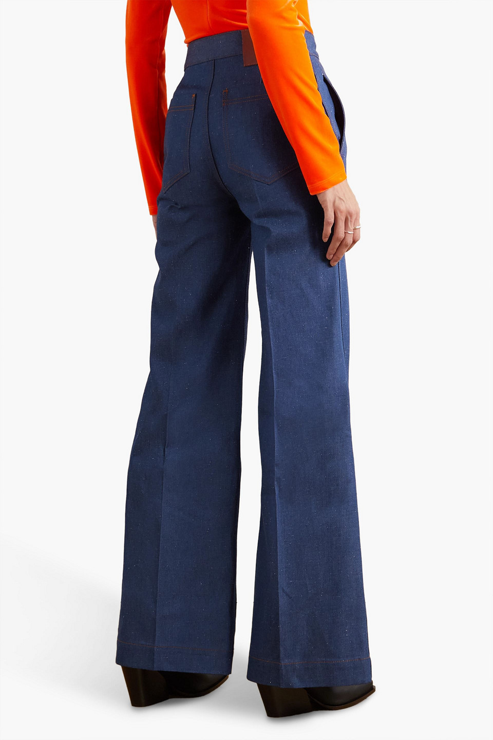 Shop Victoria Beckham High-rise Wide-leg Jeans In Dark Denim