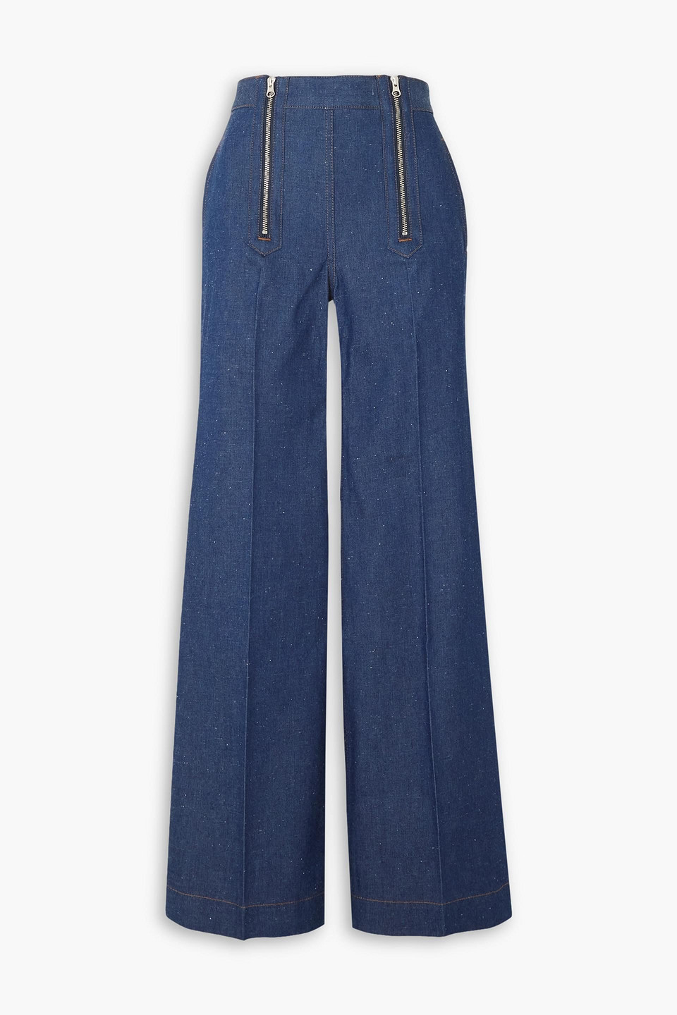 Victoria Beckham Zipped High-rise Wide-leg Jeans In Dark Denim