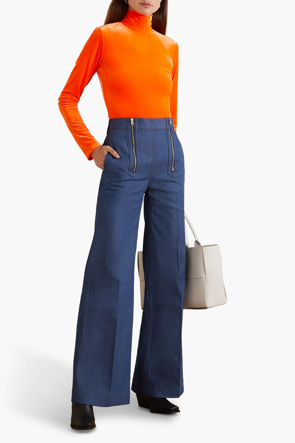 Shop Victoria Beckham High-rise Wide-leg Jeans In Dark Denim