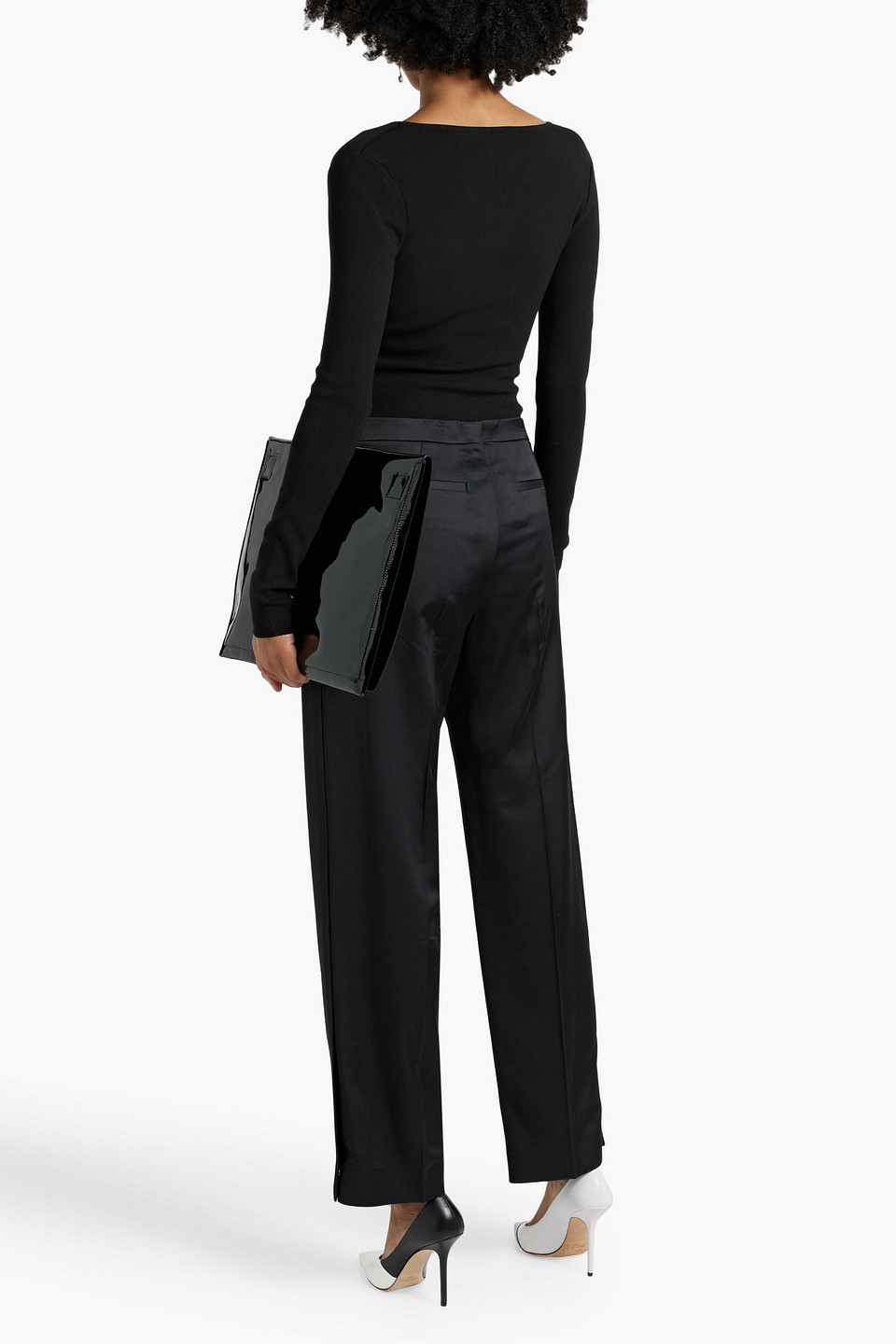 Zeynep Arcay Twist-front Cutout Stretch-knit Bodysuit In Black