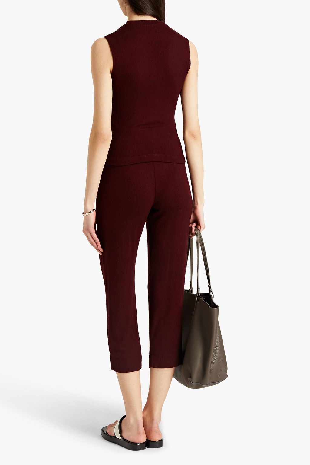 LESET Lori cropped brushed stretch-jersey track pants