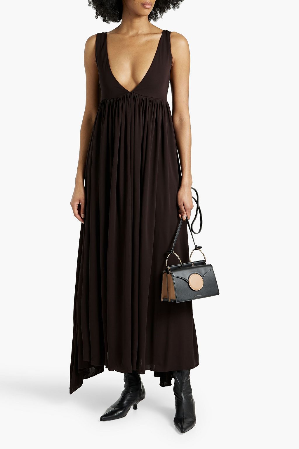 KHAITE Layas asymmetric crepe maxi dress
