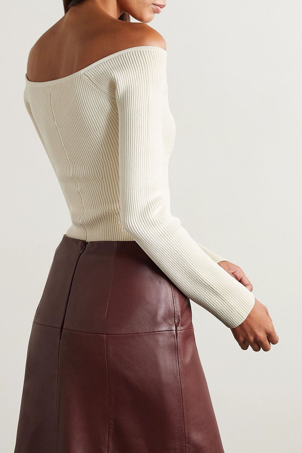 KHAITE Luella off-the-shoulder ribbed-knit sweater
