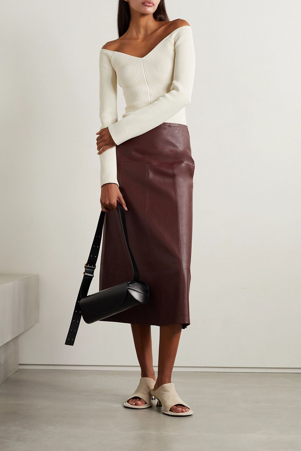 KHAITE Luella off-the-shoulder ribbed-knit sweater