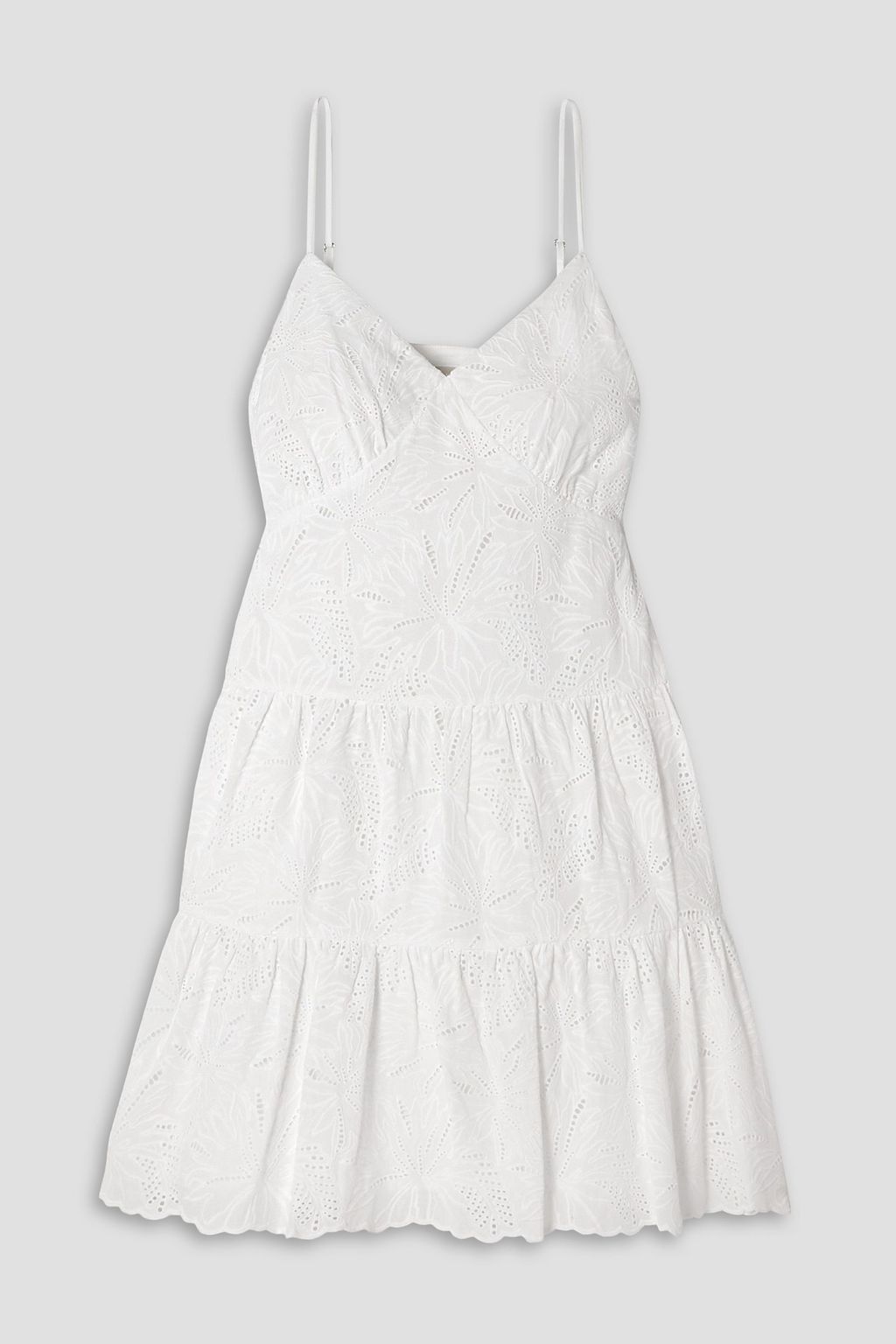 MICHAEL MICHAEL KORS Tiered broderie anglaise cotton-poplin mini dress ...