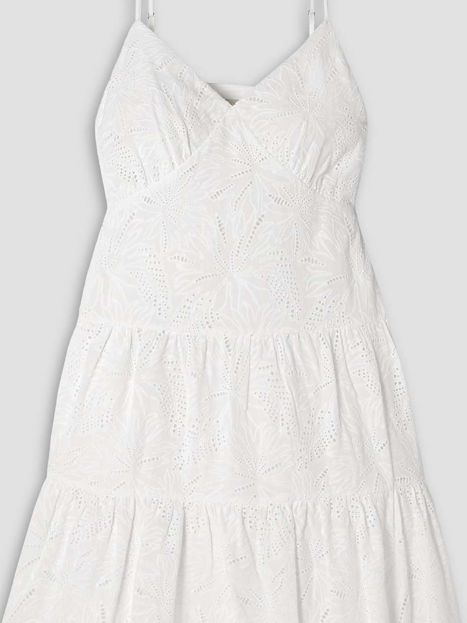 tiered broderie anglaise cotton-poplin mini dress