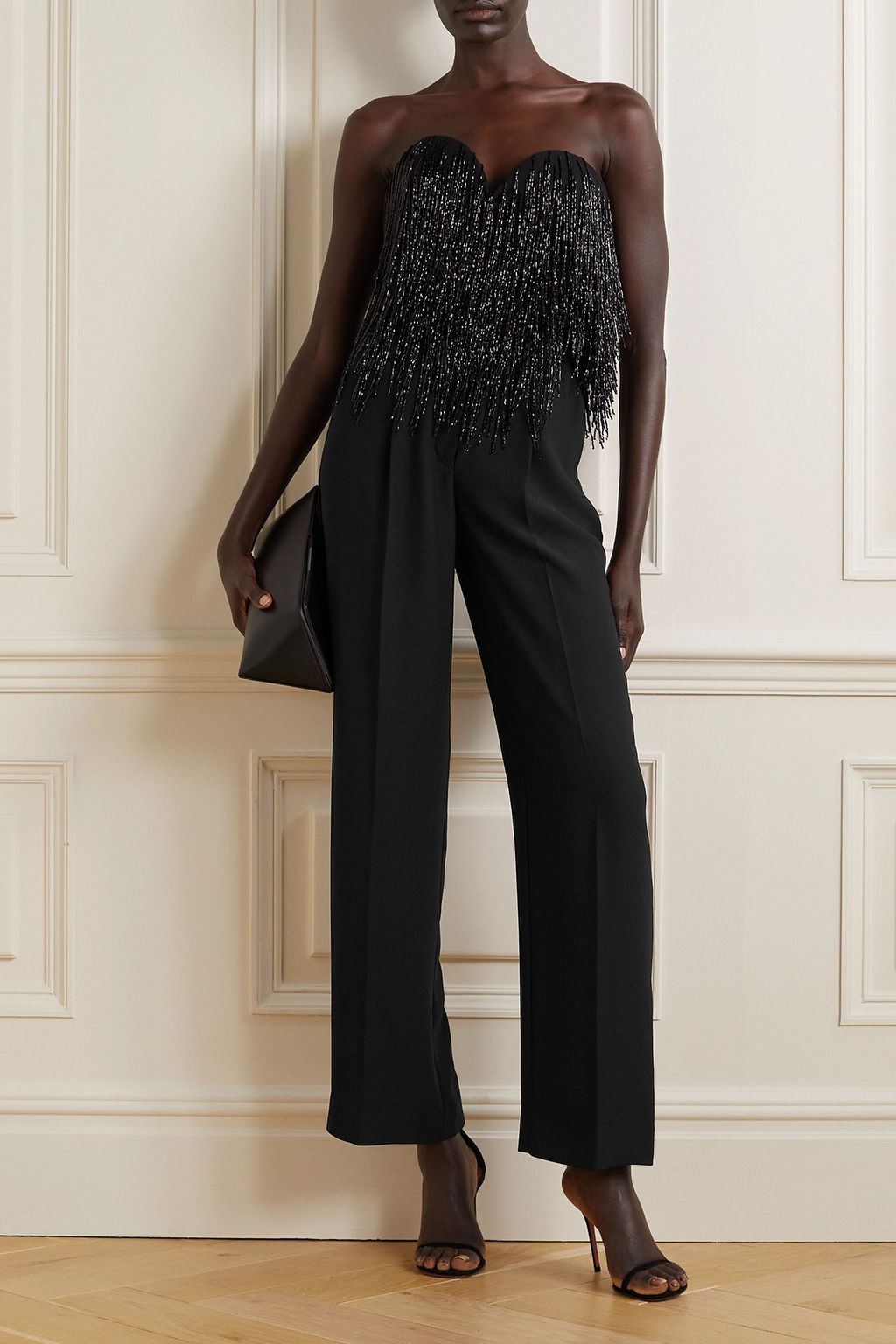 RASARIO Pleated straight-leg crepe pants