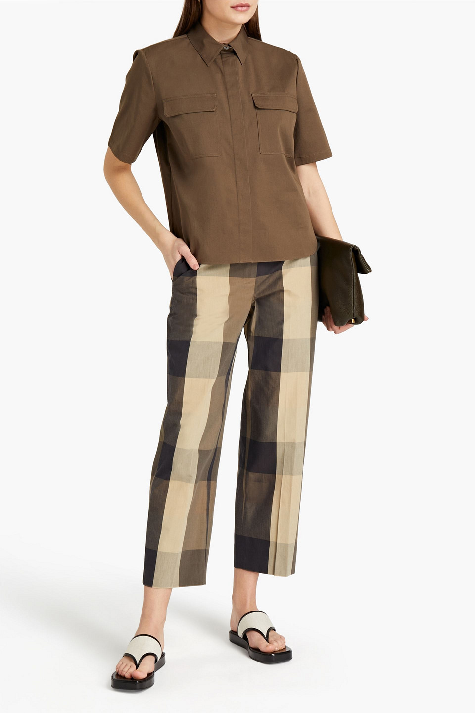 Theory Stretch-cotton Twill Shirt In Brown