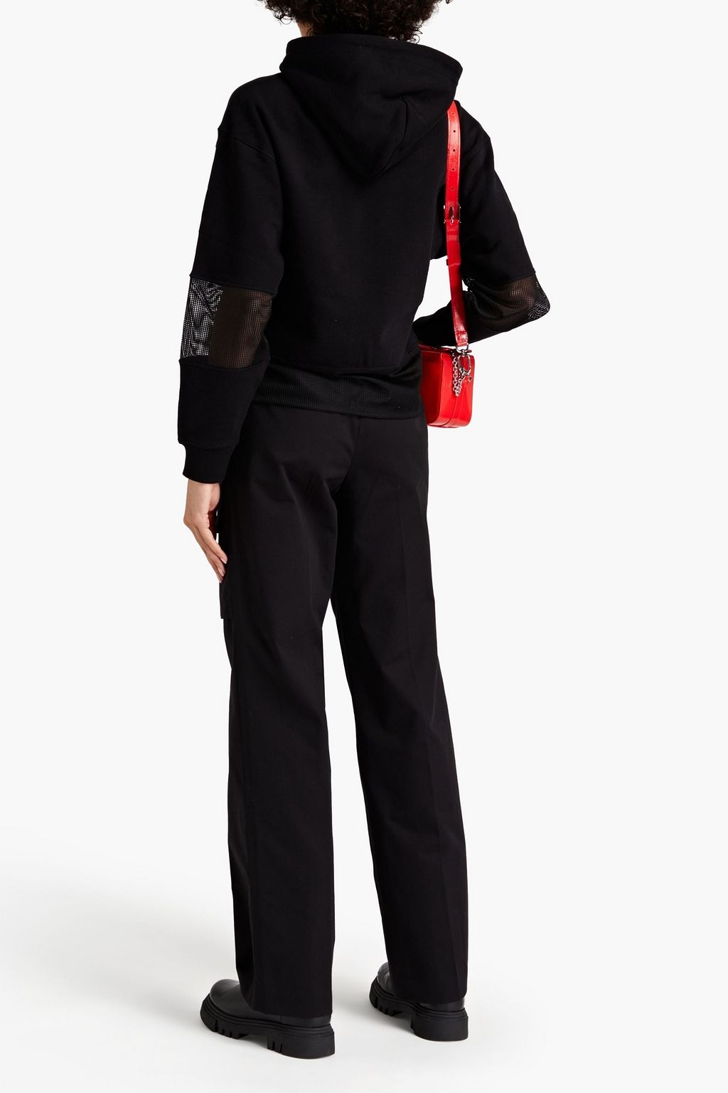 KENZO Mesh-paneled printed French cotton-terry hoodie