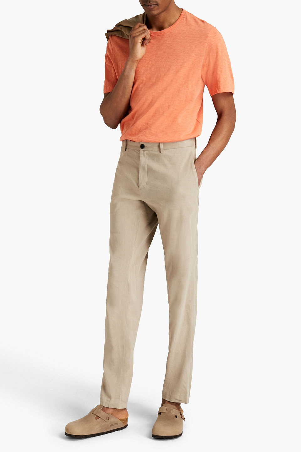 Theory Essential Short-sleeve Cotton T-shirt In Vivid Coral