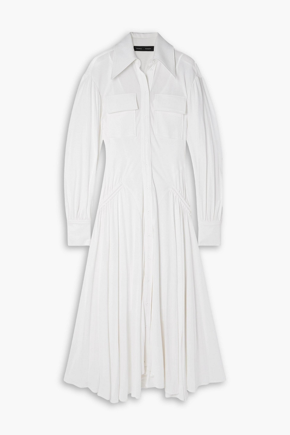 Proenza Schouler Gathered Jersey Maxi Shirt Dress In Ivory | ModeSens
