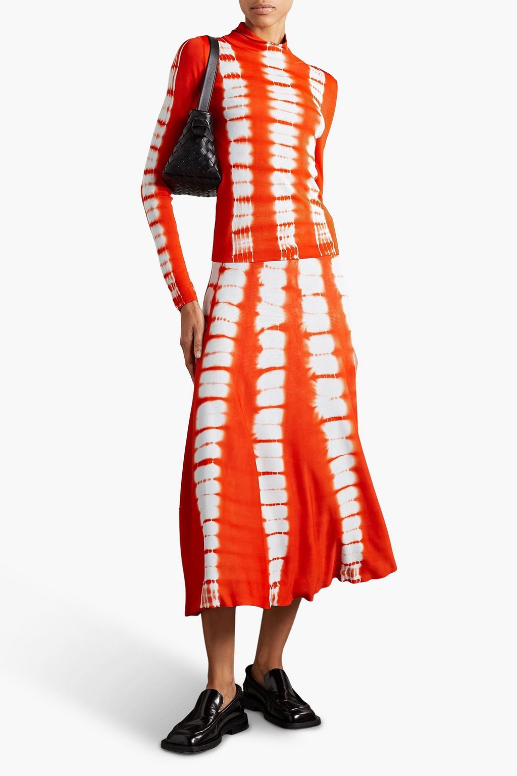 PROENZA SCHOULER توب بياقة عالية من نسيج محبوك مرن مصبوغ بالربط