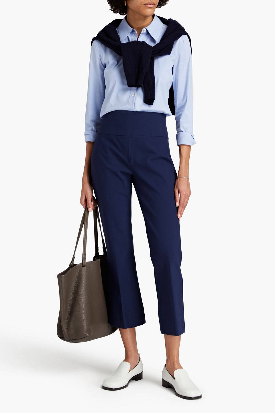 Theory Cotton-blend Twill Kick-flare Trousers In Blue