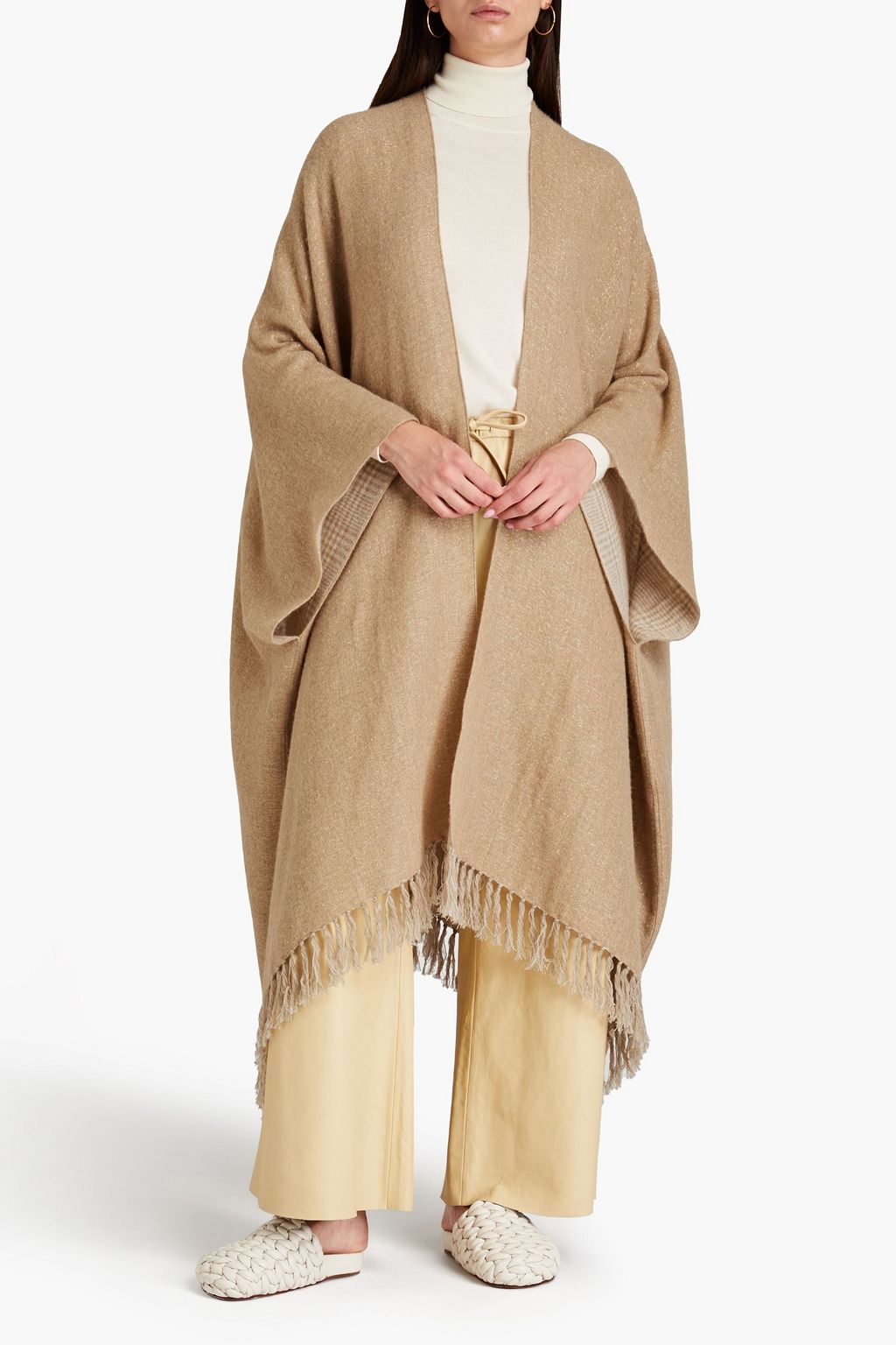 BRUNELLO CUCINELLI Fringed knitted poncho