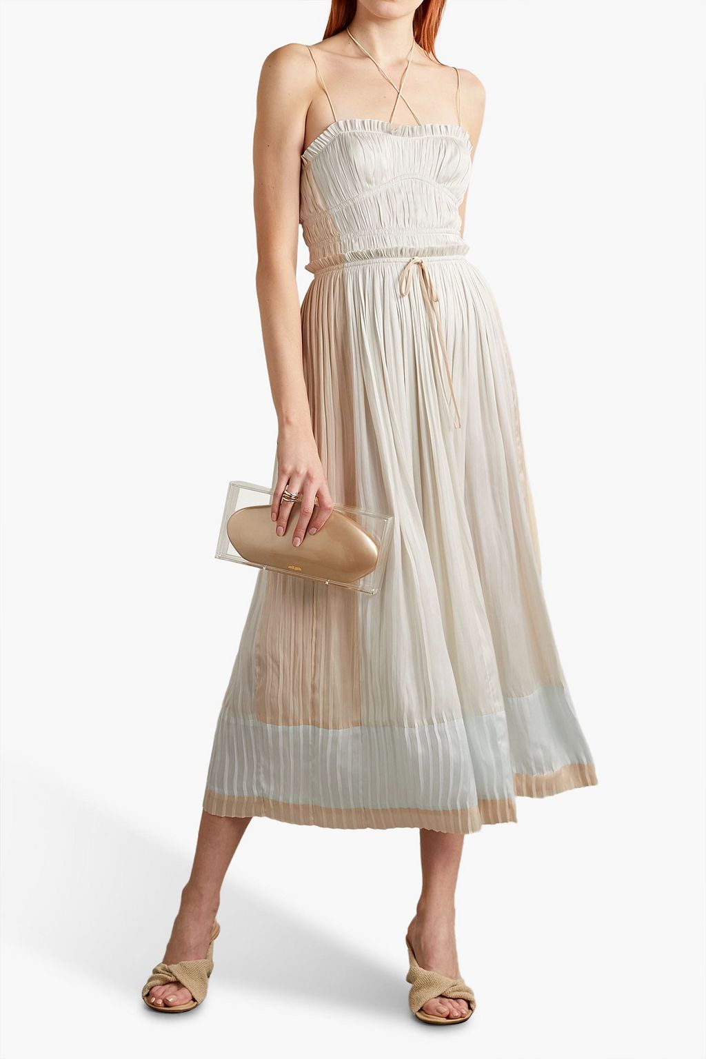 ULLA JOHNSON Neveah printed plissé-satin midi dress