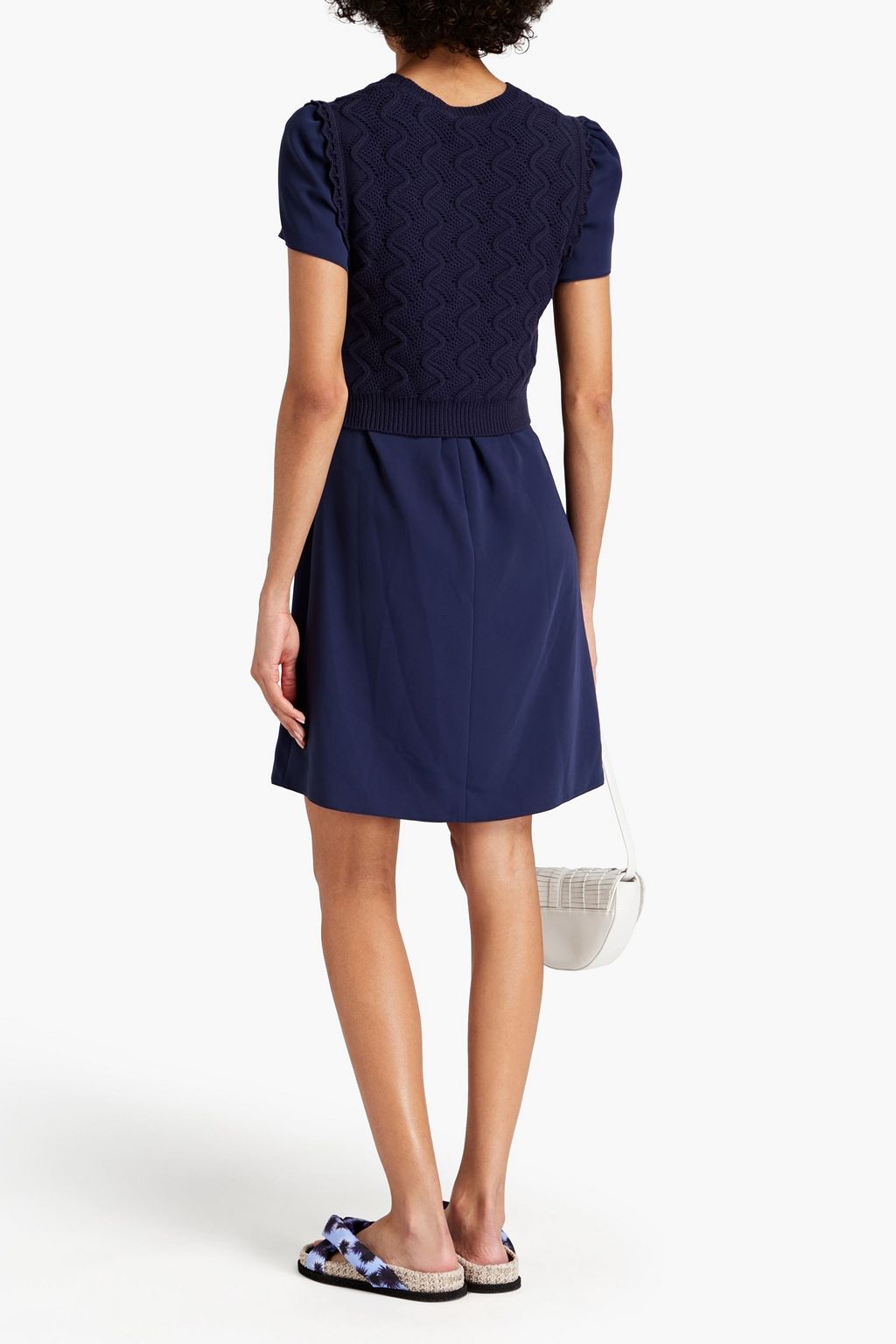 KENZO Convertible pointelleknit and cady mini dress THE