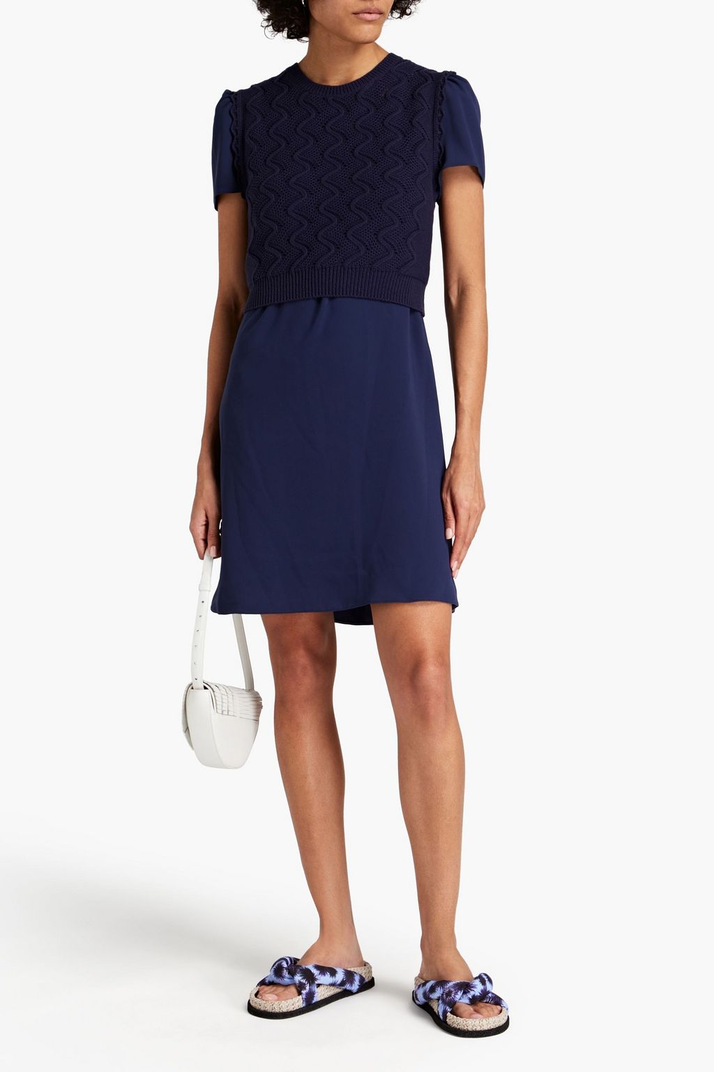 KENZO Convertible pointelleknit and cady mini dress THE