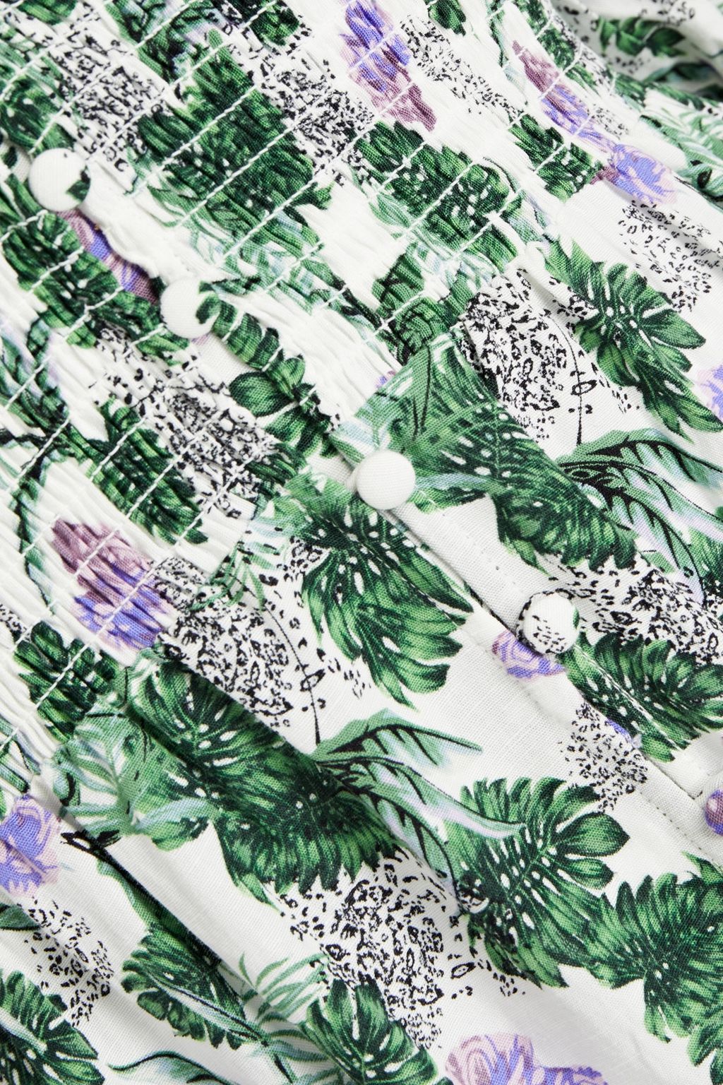 MAJE Shirred floral-print crepe midi dress