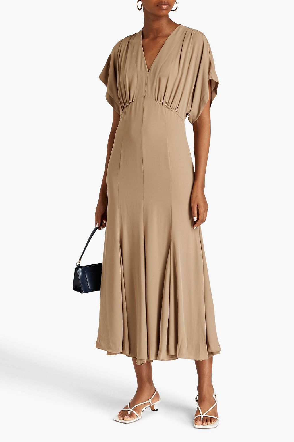 THEORY Gathered crepe midi dress
