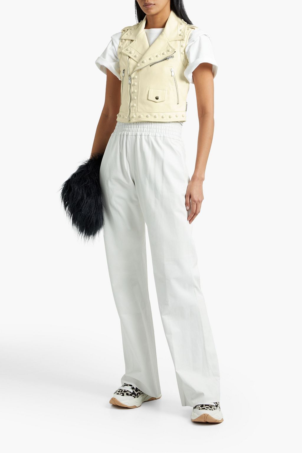 REDVALENTINO Cropped studded leather vest THE