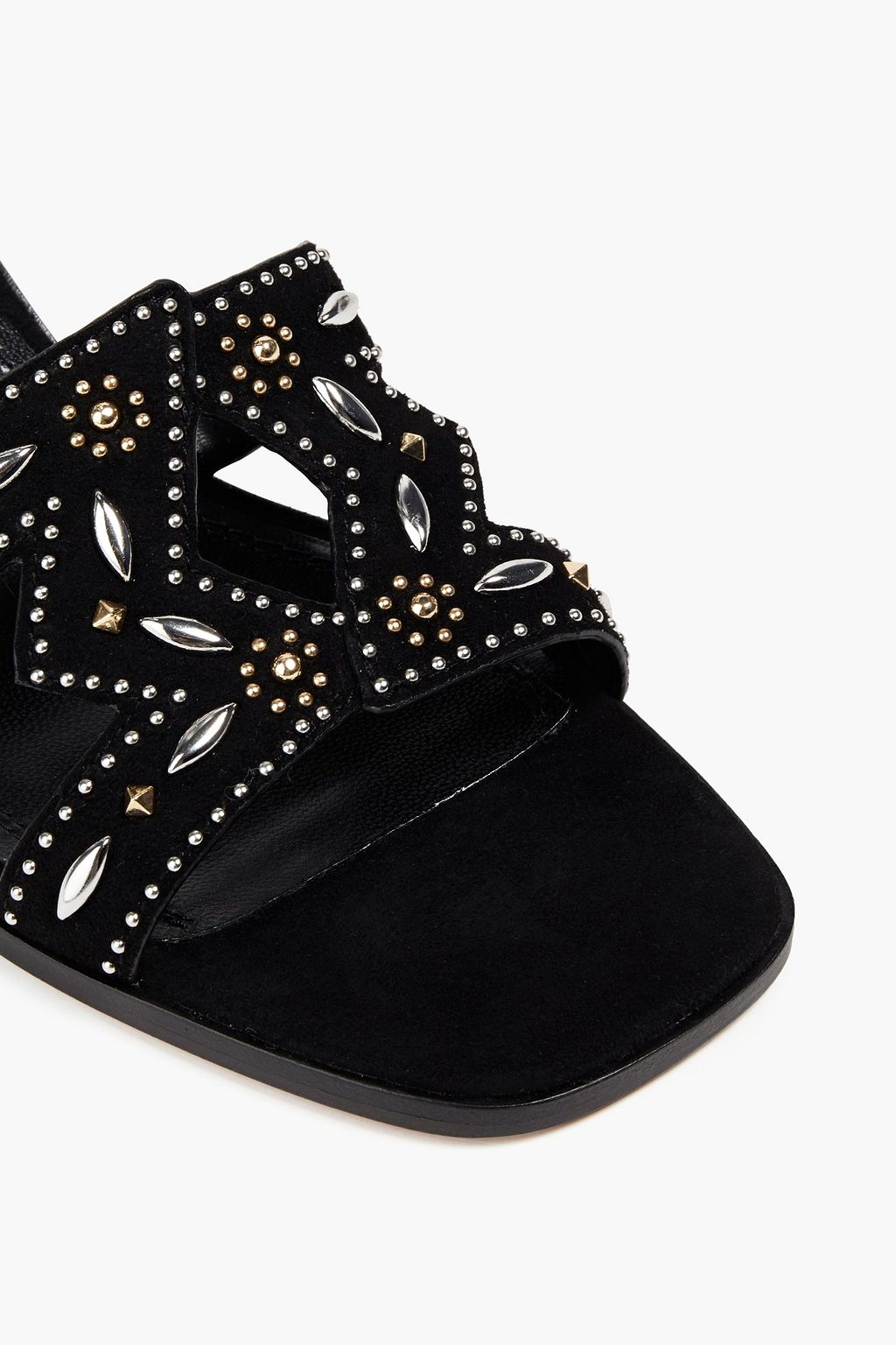 MAJE Laser-cut studded suede sandals