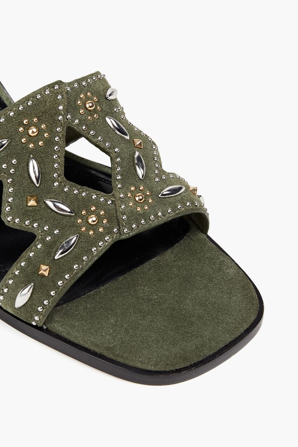 MAJE Studded cutout suede sandals