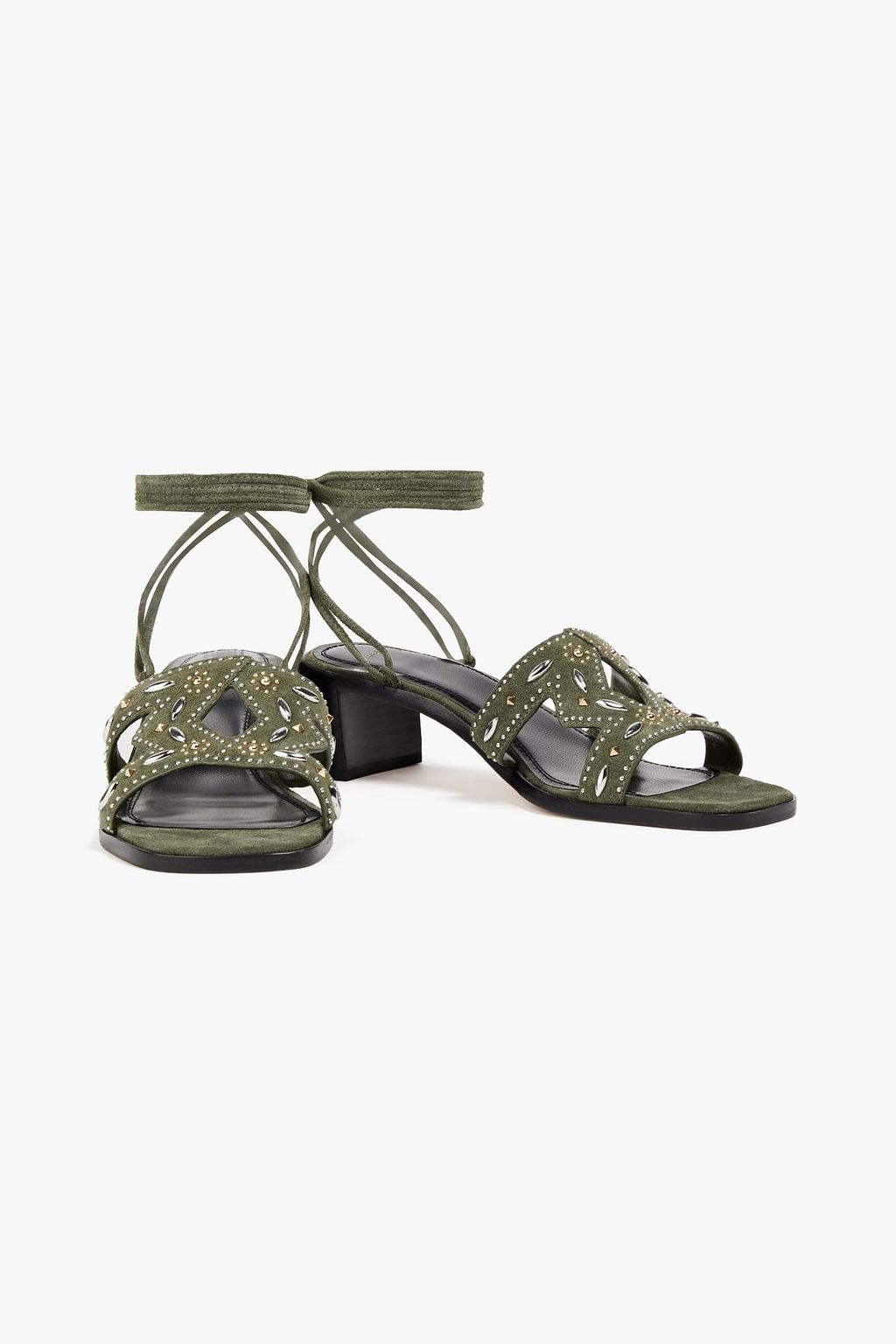MAJE Studded cutout suede sandals