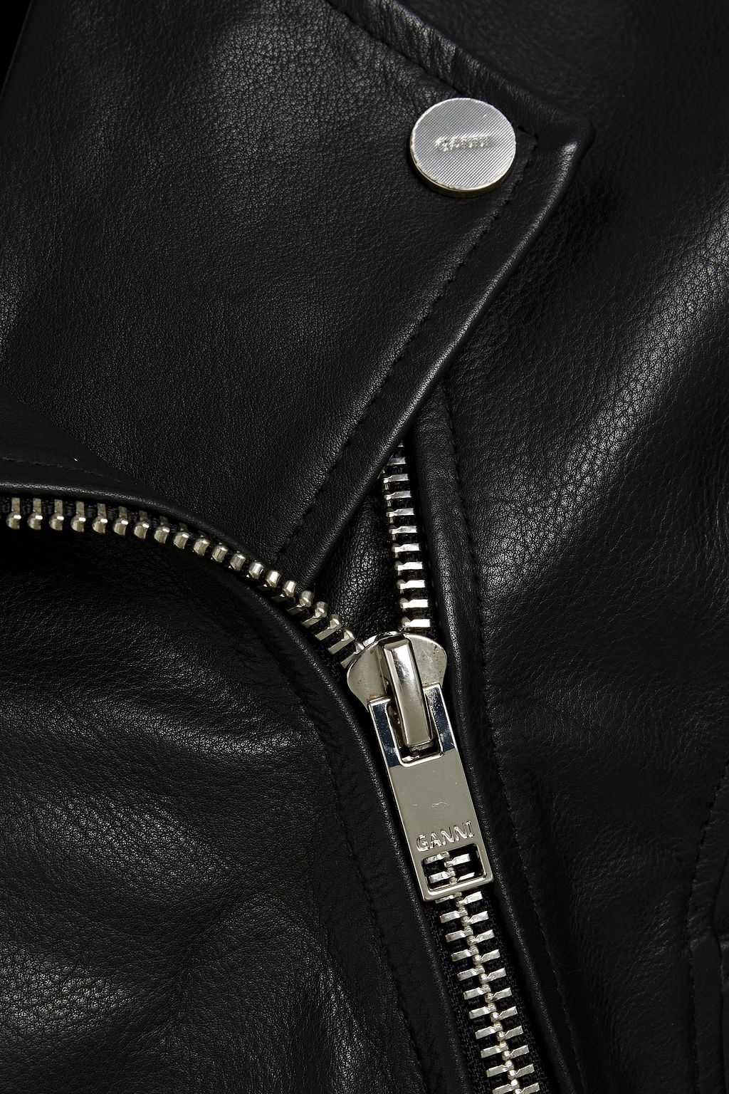 GANNI Cropped leather biker jacket