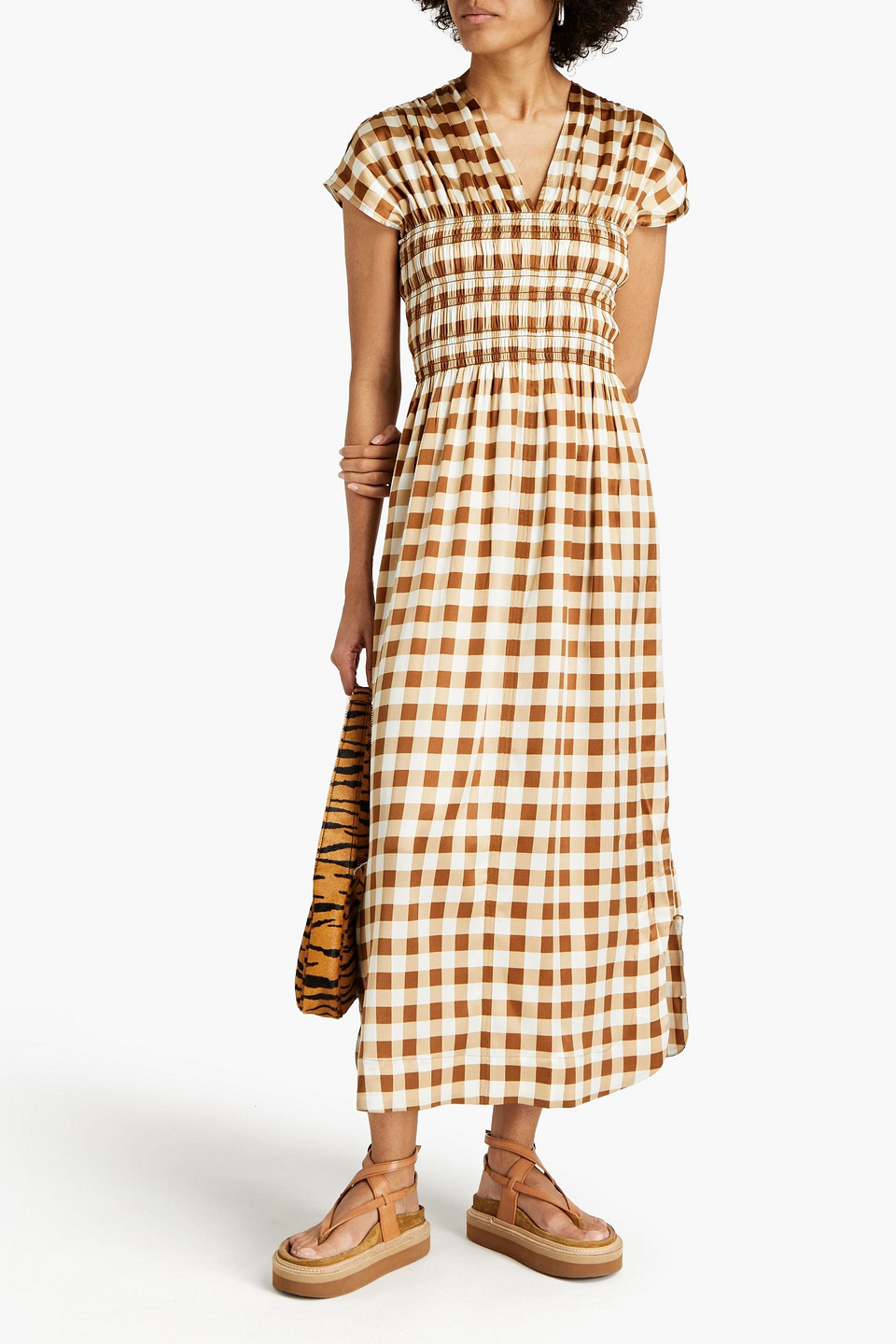 shirred-side satin midi dress Banana Republic SHIRRED-SIDE, SATIN MIDI DRESS