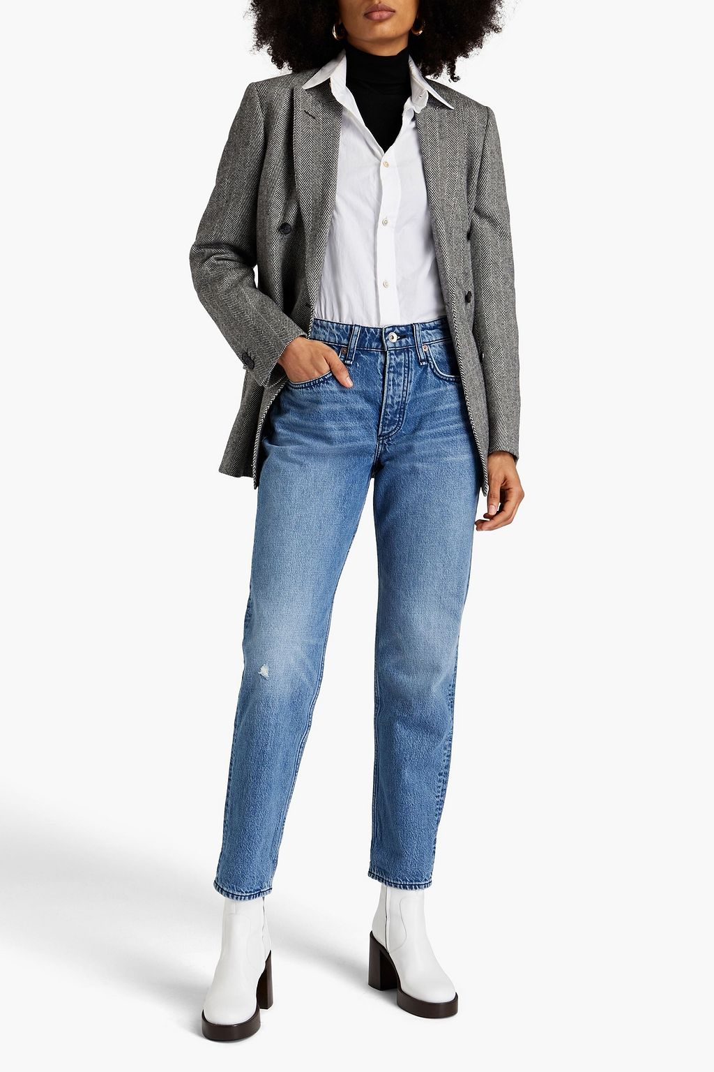 RAG & BONE بنطلون جينز ’روزا’ بقصة بوي فريند بلون باهت