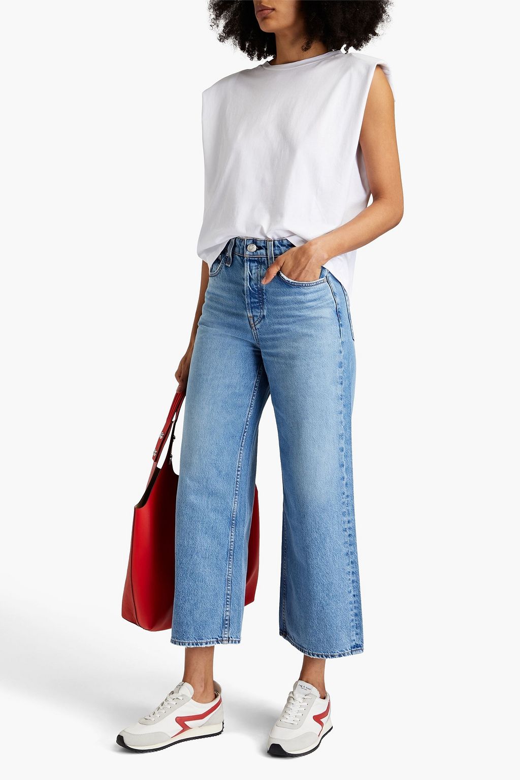 RAG & BONE Maya faded high-rise wide-leg jeans